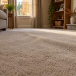 Ripple running across a beige wall-to-wall carpet in a living room in afternoon light